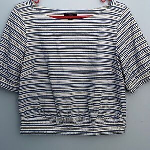 J. Crew Stripped Seersucker Short Sleeve Blouse size 10